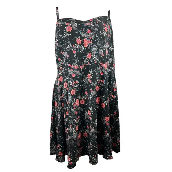 Torrid Mini Challis Sleeveless Dress Black Floral Smock Sundress Plus Size 4 4X - Picture 2 of 10